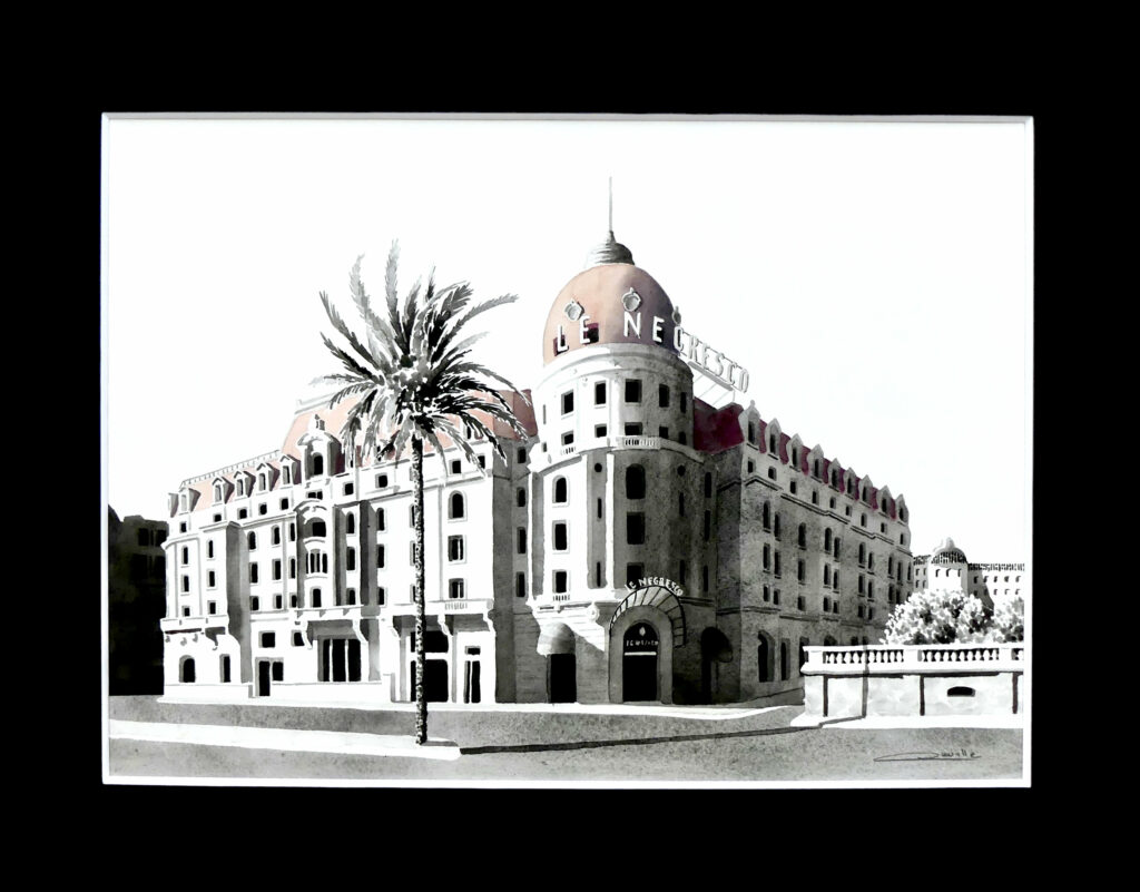Aquarelle hôtel Négresco Nice