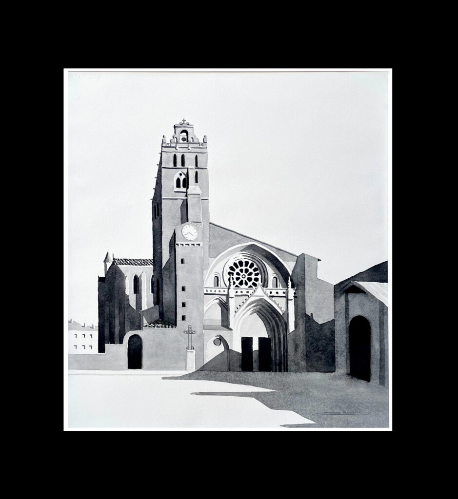 Aquarelle Toulouse -Cathédrale Saint-Etienne