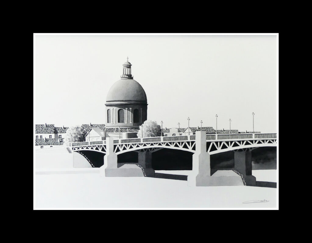 Aquarelle Toulouse pont Saint Pierre