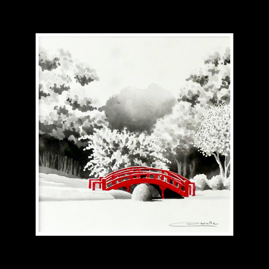 Aquarelle Toulouse jardin japonais