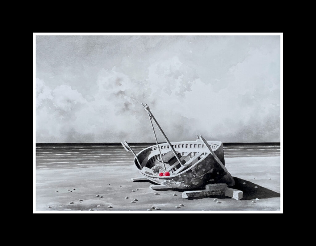 aquarelle la barque couchée