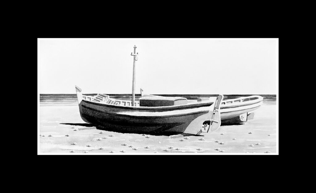 aquarelle les barques catalanes