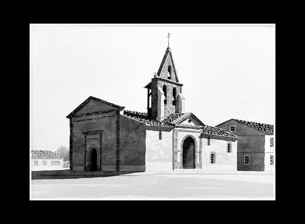 aquarelle église de Pujaudran