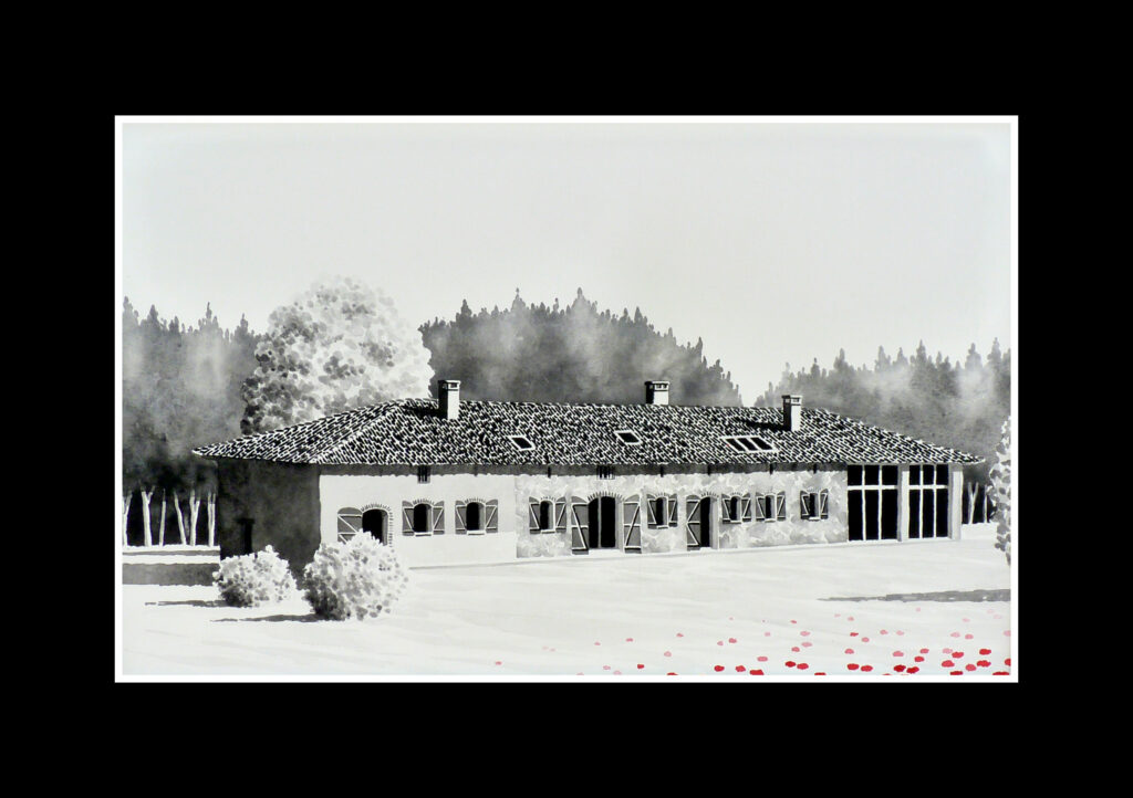 aquarelle bâtisse toulousaine