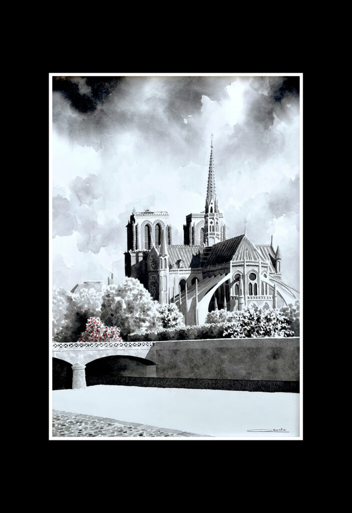 aquarelle notre Dame de Paris
