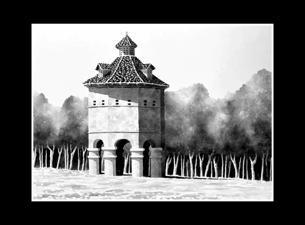 aquarelle pigeonnier gersois