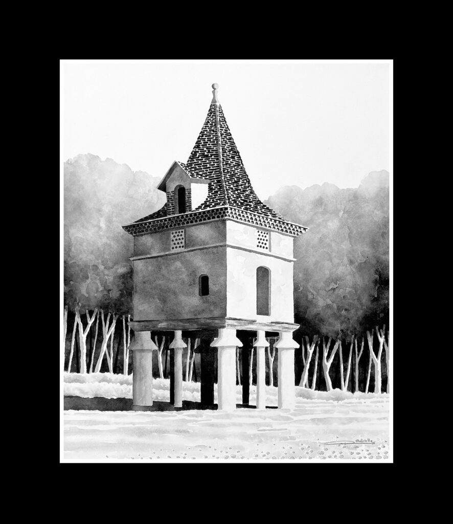 aquarelle pigeonnier gersois