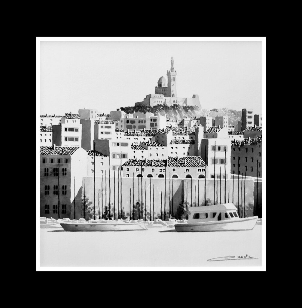 aquarelle Marseille la Bonne Mère